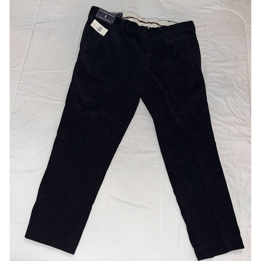 NWT Polo Ralph Lauren 42/30 Corduroy Trousers Pants "The Custom" Fit Dark Blue